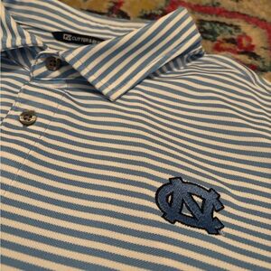 Cutter & Buck Light Blue and White Striped Polo Tarheels UNC